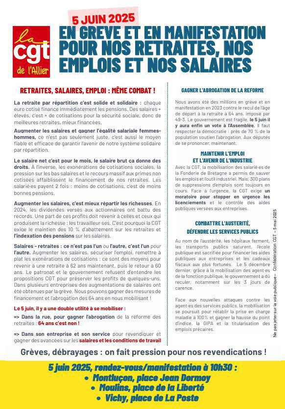 5 juin 2025: En grève et en manifestation