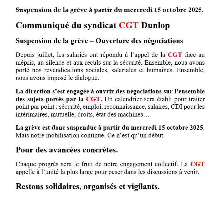 Suspension de grève CGT