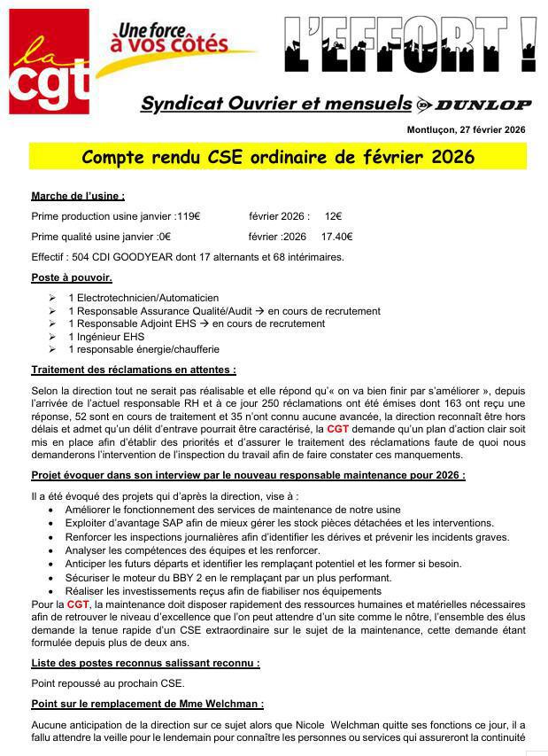 Compte Rendu CSE du 27 février 2026