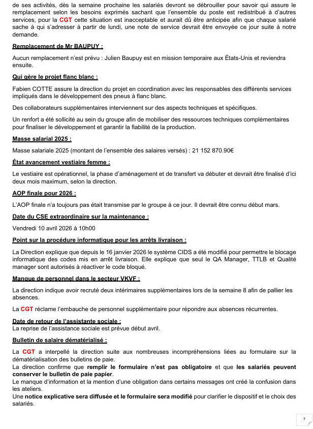 Compte Rendu CSE du 27 février 2026