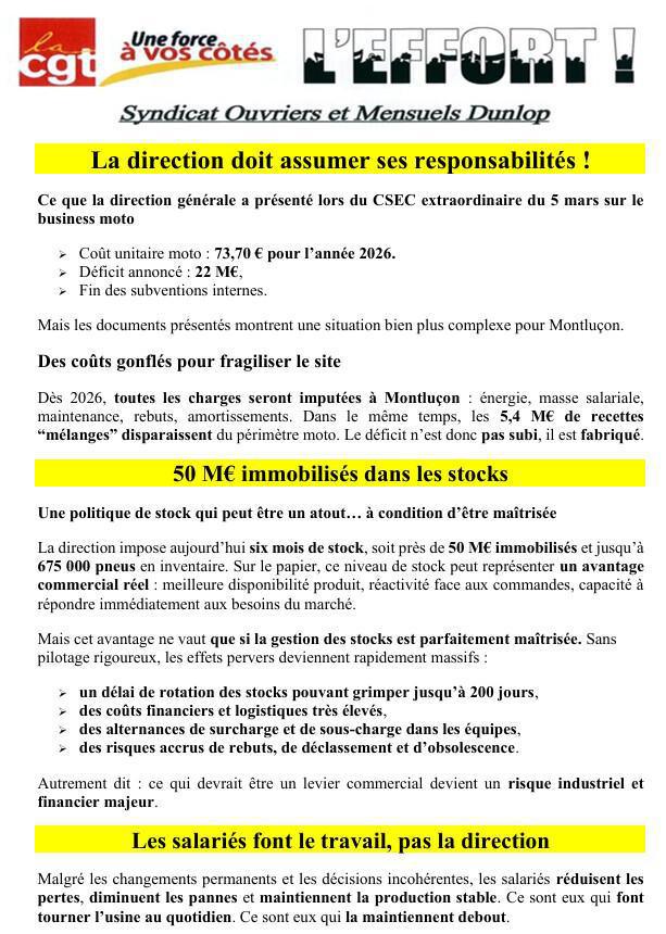 La direction doit assumer ses responsabilité !