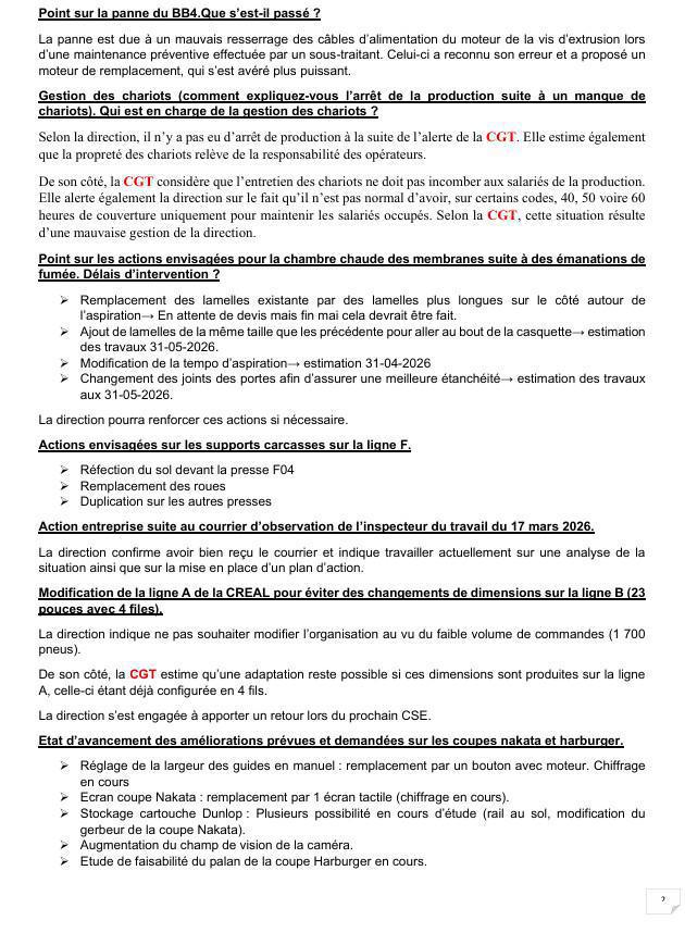 Compte rendu CSE ordinaire avril 2026