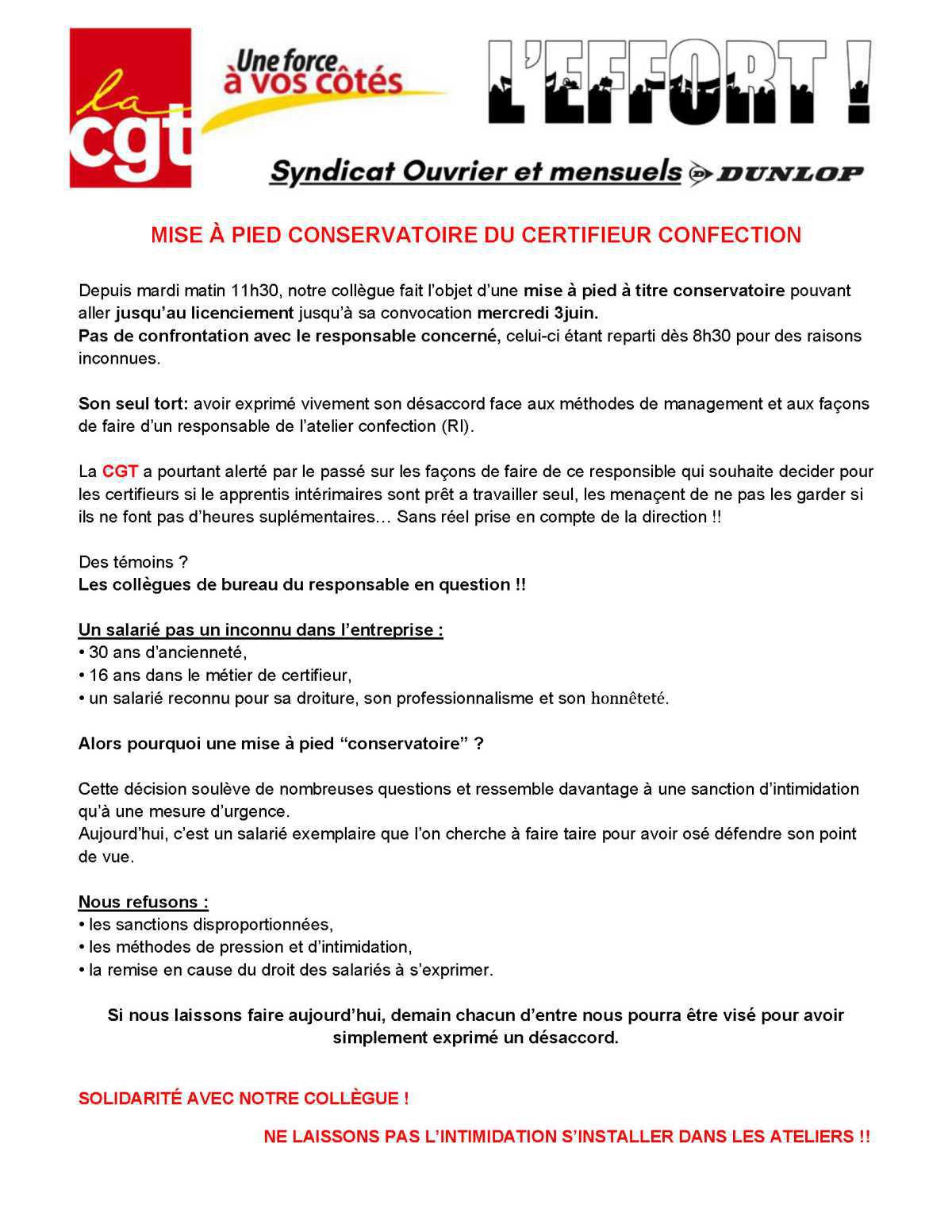 Mise à pied certifieur confection