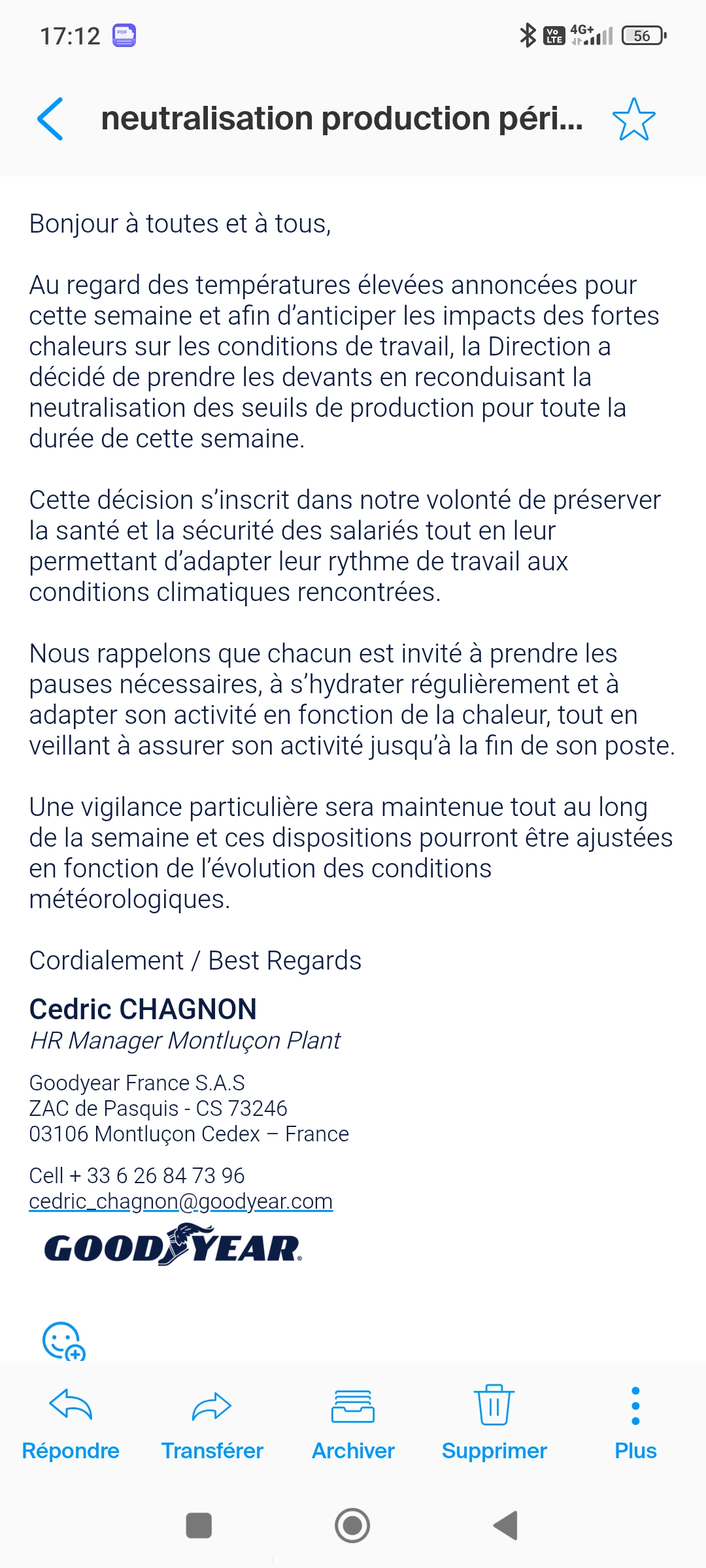 Neutralisation reconduite