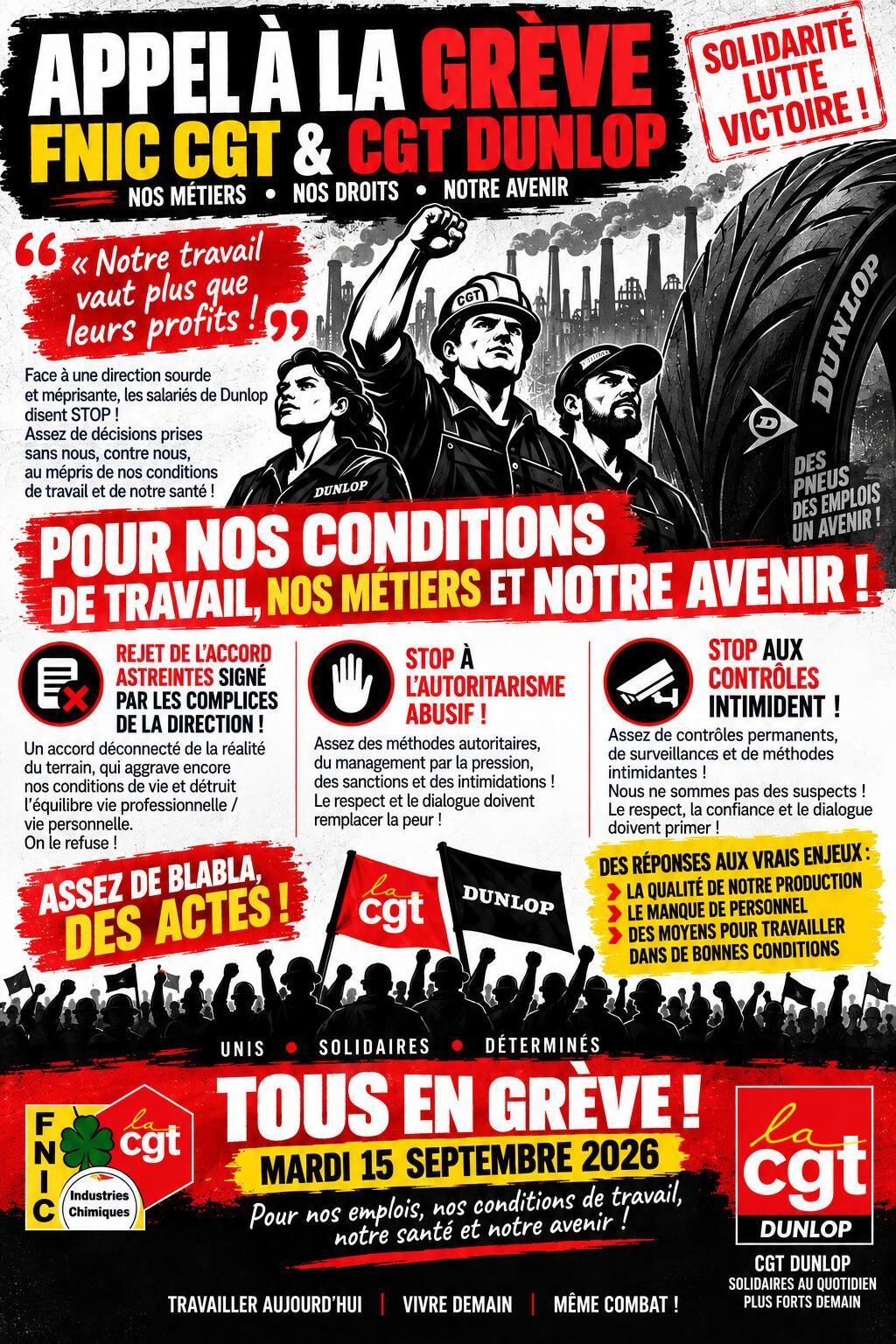 Appel à la grève mardi 15 septembre 2026