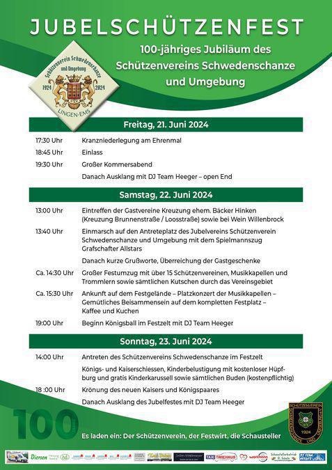 Jubelschützenfest Schwedenschanze am 22.06.2024 Jubelschützenfest Schwedenschanze am 22.06.2024