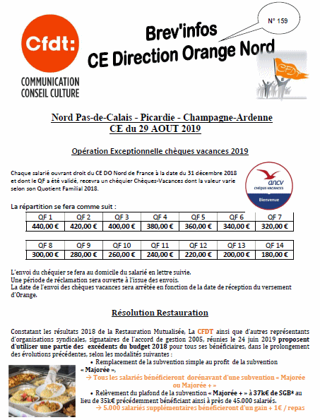 Les news du CE DO Nord Aout 2019