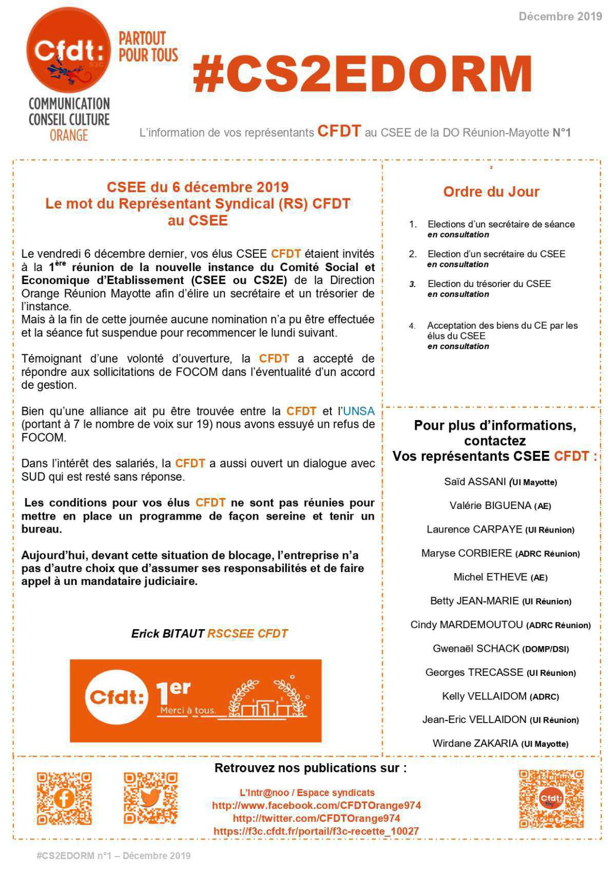 #CS2EDORM n°1 - Pas de bureau constitué à date