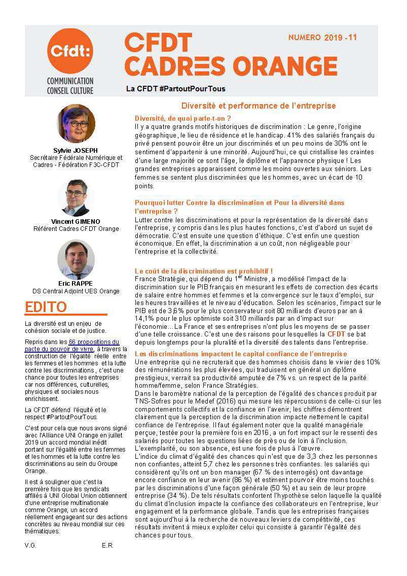 Newsletter cadres novembre 2019