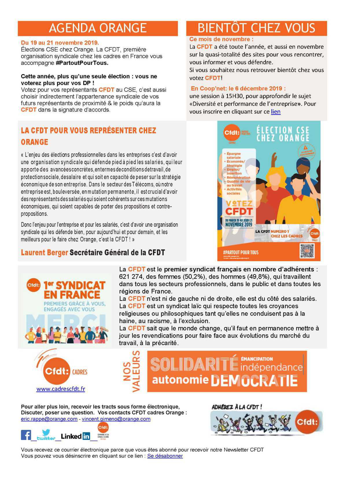 Newsletter cadres novembre 2019