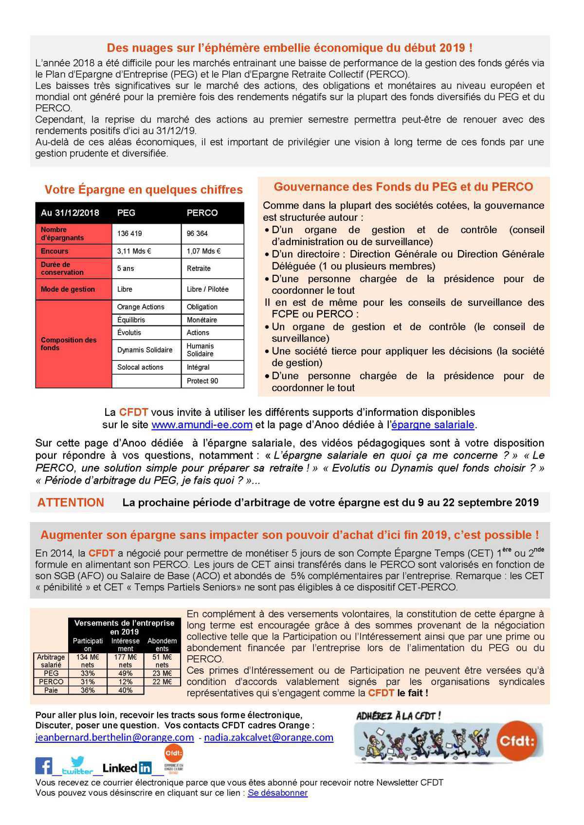 Lettre de l'épargne salariale de Septembre 2019