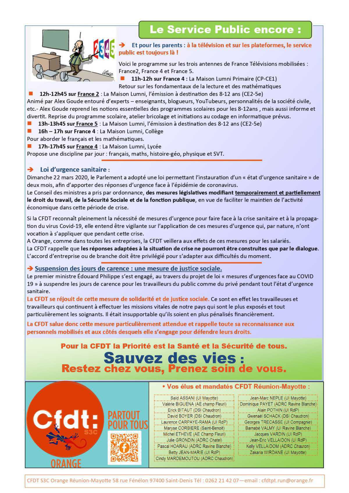 Mise à Jour - CORONAVIRUS - Informations utiles