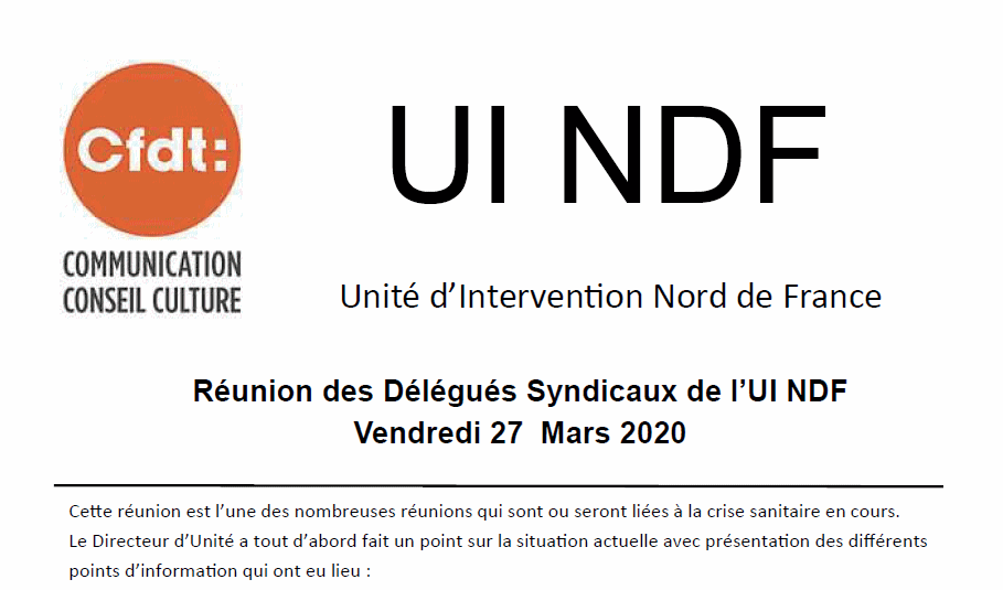 Réunion des délégués syndicaux UI NDF