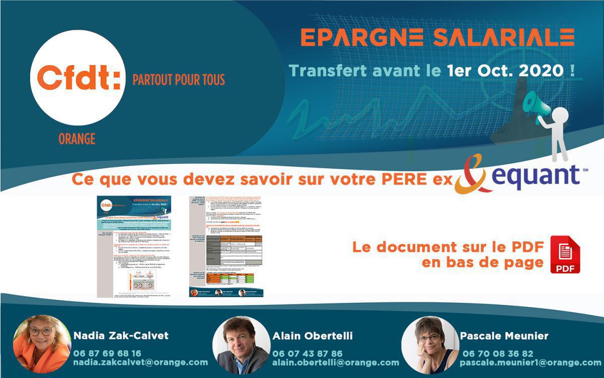 Epargne salariale : ce que vous devez savoir sur votre PERE ex Equant - JUIN 2020 Epargne salariale : ce que vous devez savoir sur votre PERE ex Equant - JUIN 2020