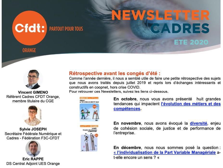 Newsletter Cadres ETE 2020 : rétrospective avant les congés d'été.