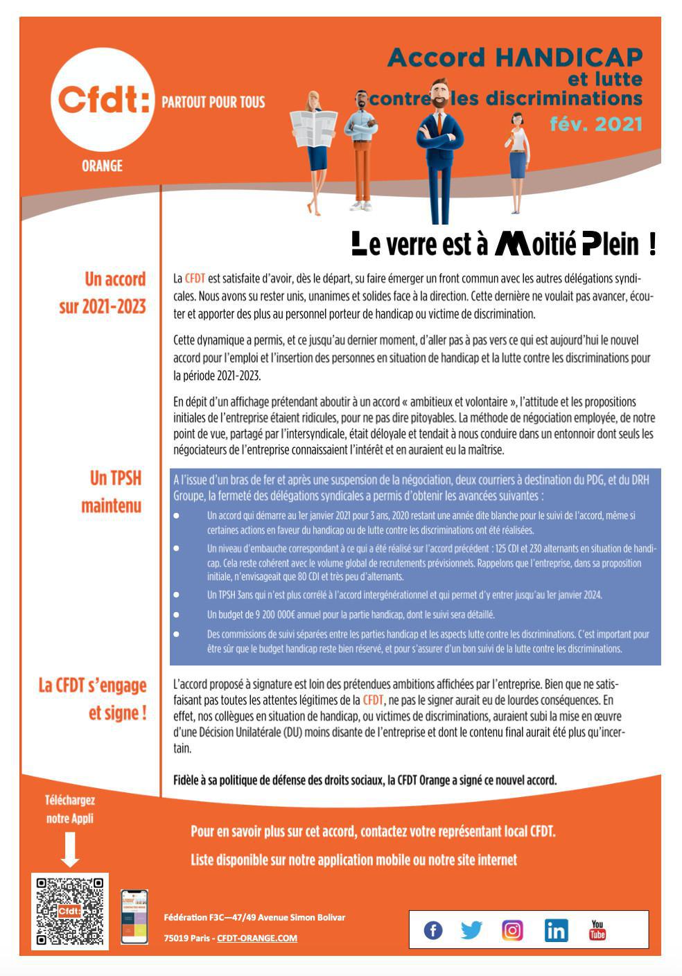 Accord Handicap et lutte contre les discriminations - Fév. 2021