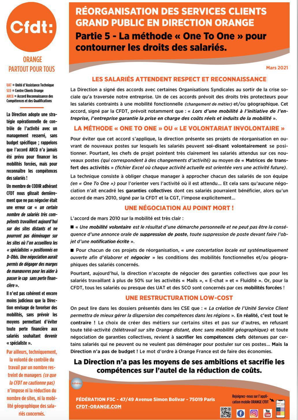 Réorganisation des Services Clients Grand Public en Direction Orange