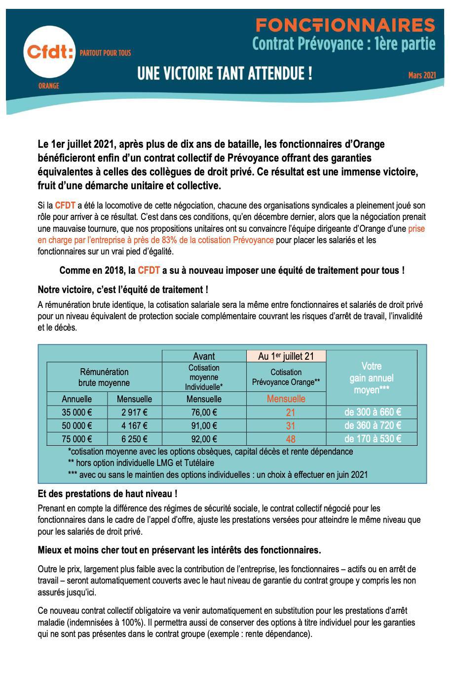 Fonctionnaires - contrat prévoyance : 1ère partie -Mars 2021