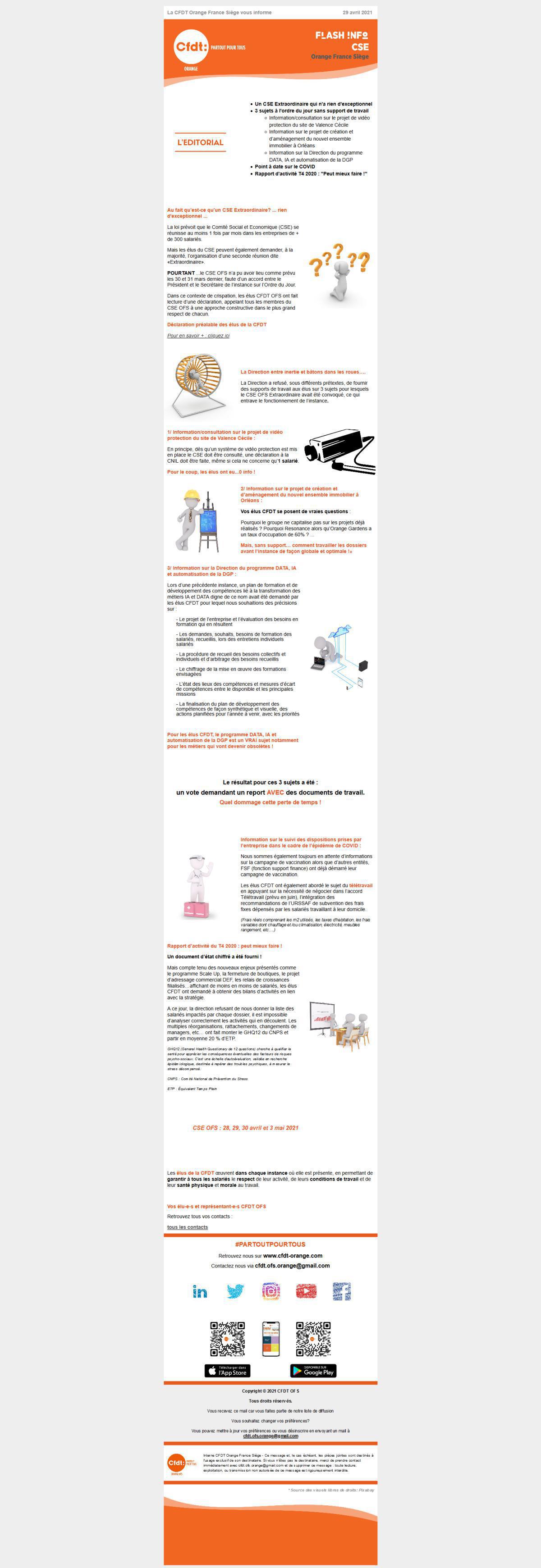 Flash info CSE 28, 29, 30 avril et 3 mai