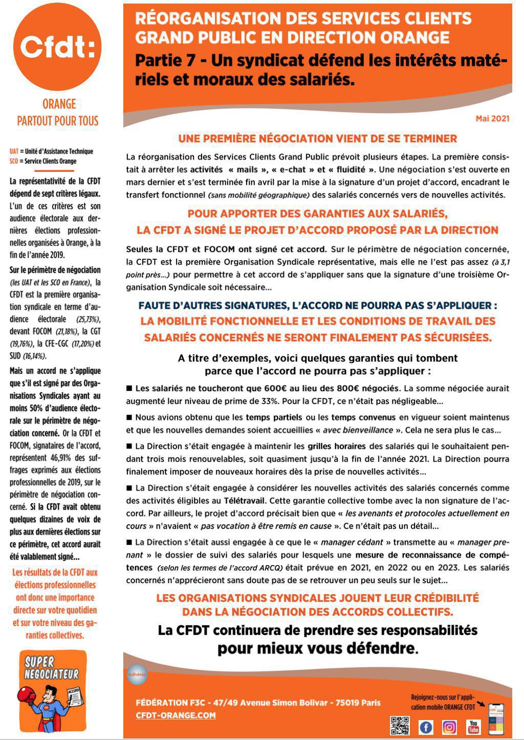 Réorganisation des Services Clients Grand Public en Direction Orange