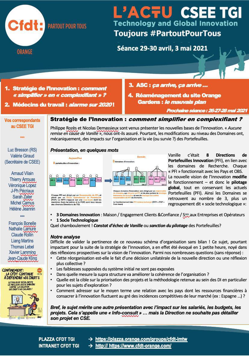 L'actu CSEE - Séance 29-30 avril et 3 mai 2021
