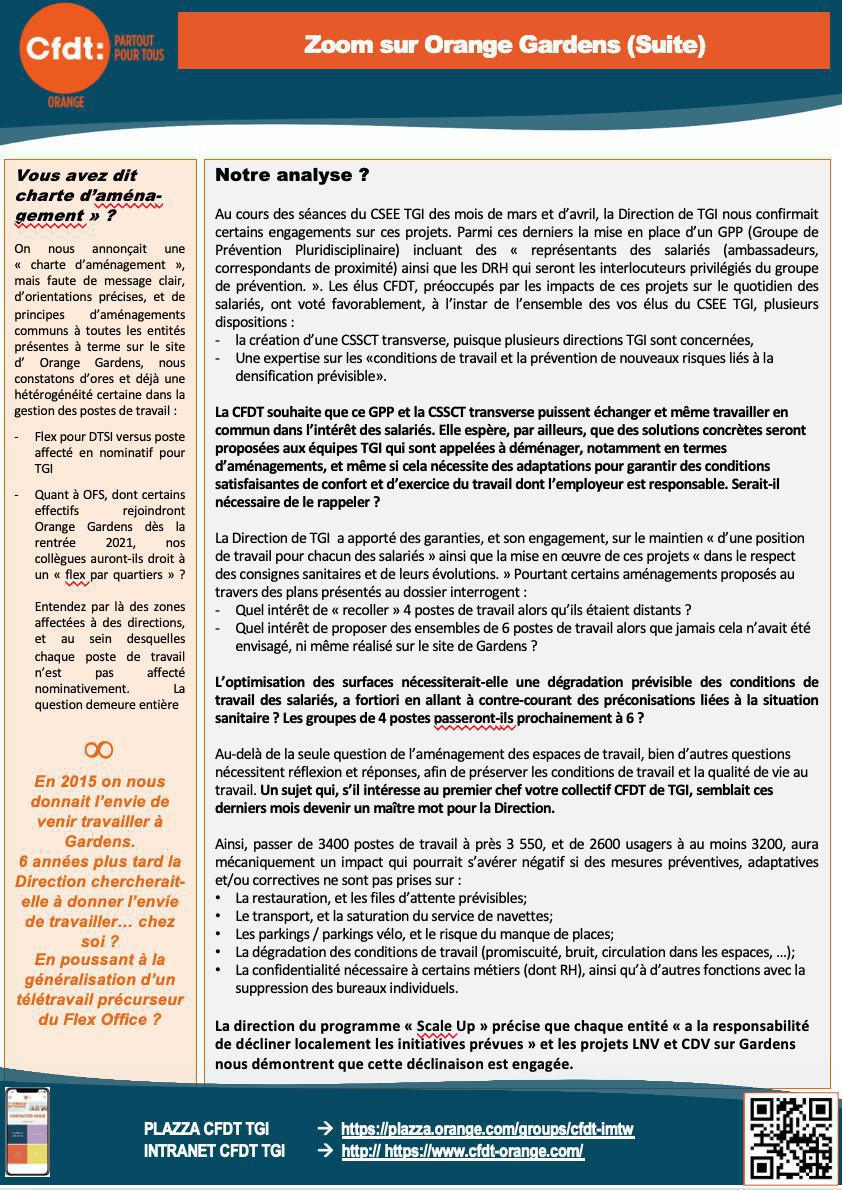 ACTU suite : zoom sur Orange Garden - Avril/Mai 2021