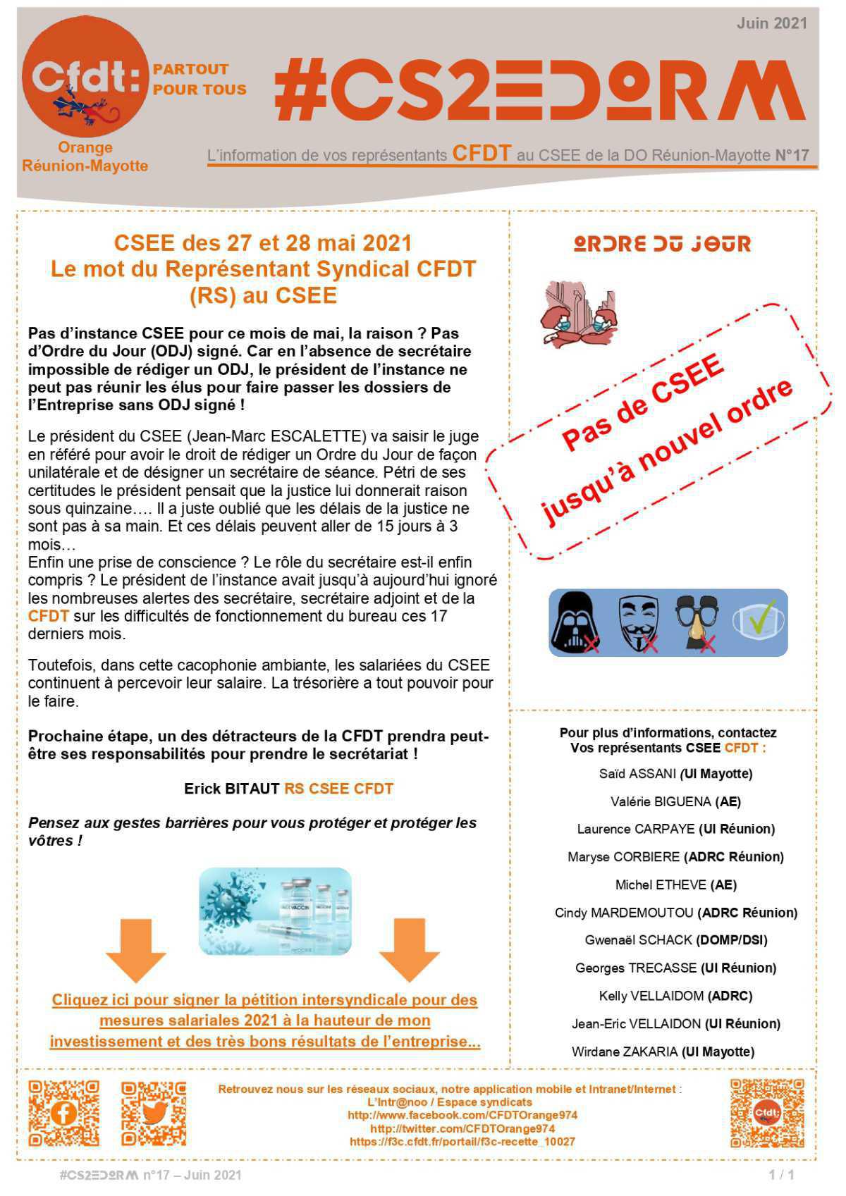 #CS2EDORM n°17 - Pas de CSE au mois de mai !