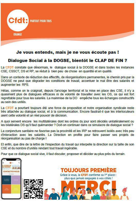 Dialogue Social à la DOGSE, bientôt le CLAP DE FIN ?