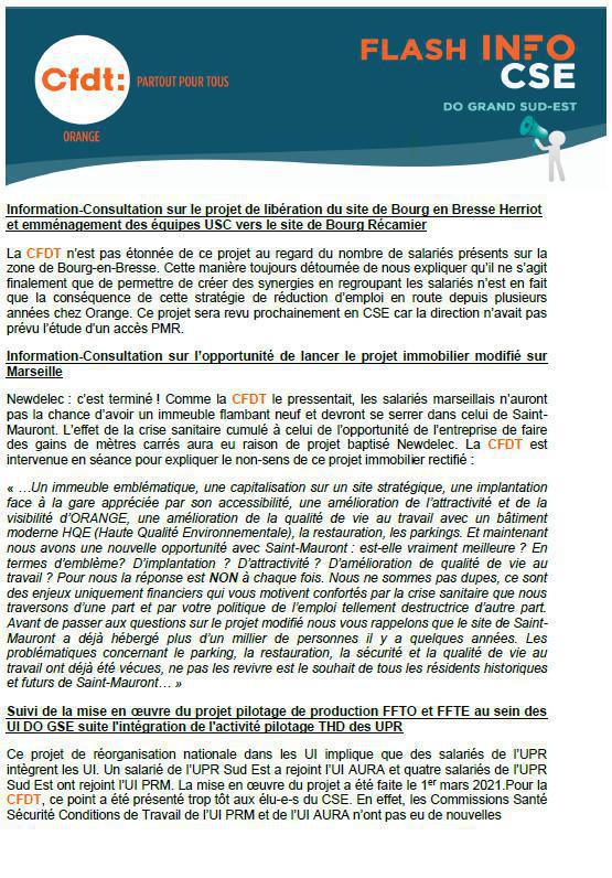 La lettre des élu(e)s CSE - Aout 2021