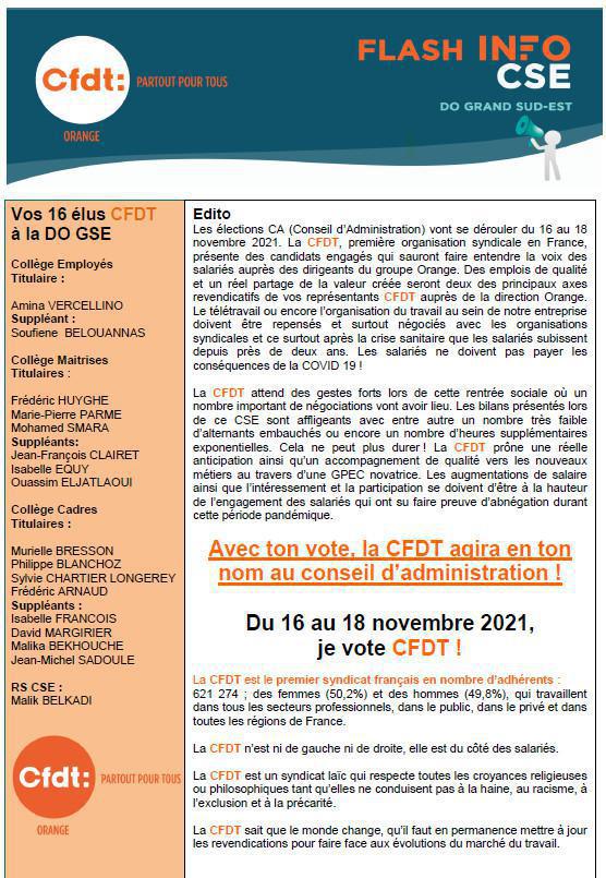 La lettre des élu(e)s CSE - Aout 2021