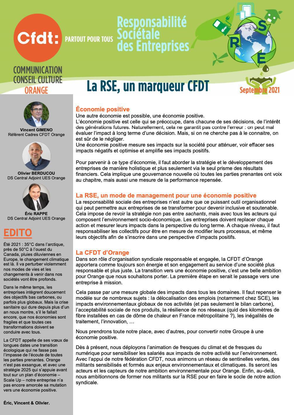 #RSE N°1 : la RSE, un marqueur CFDT