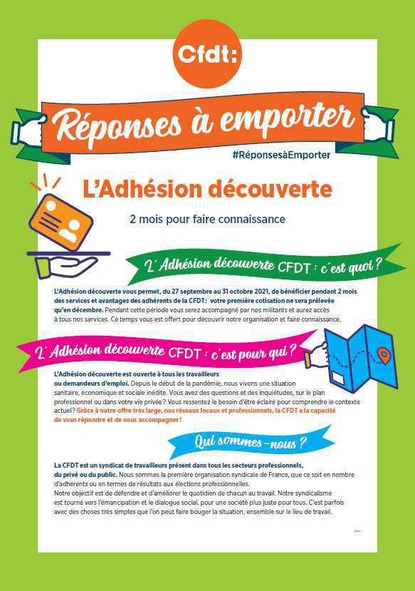 Adhésion découverte CFDT & Opération "Réponses à emporter".