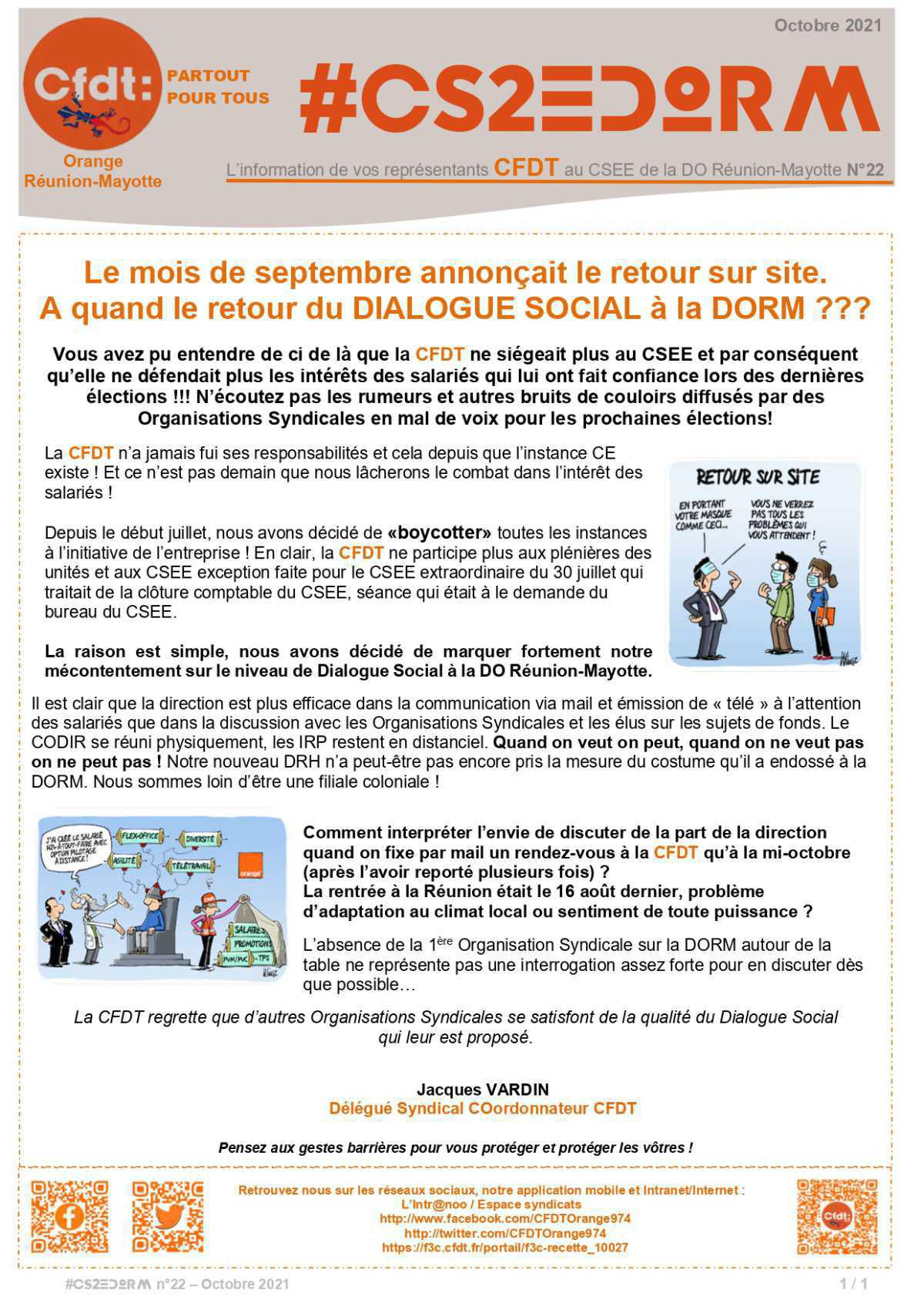 #CS2EDORM n°22 - La CFDT et le Dialogue Social à la DORM