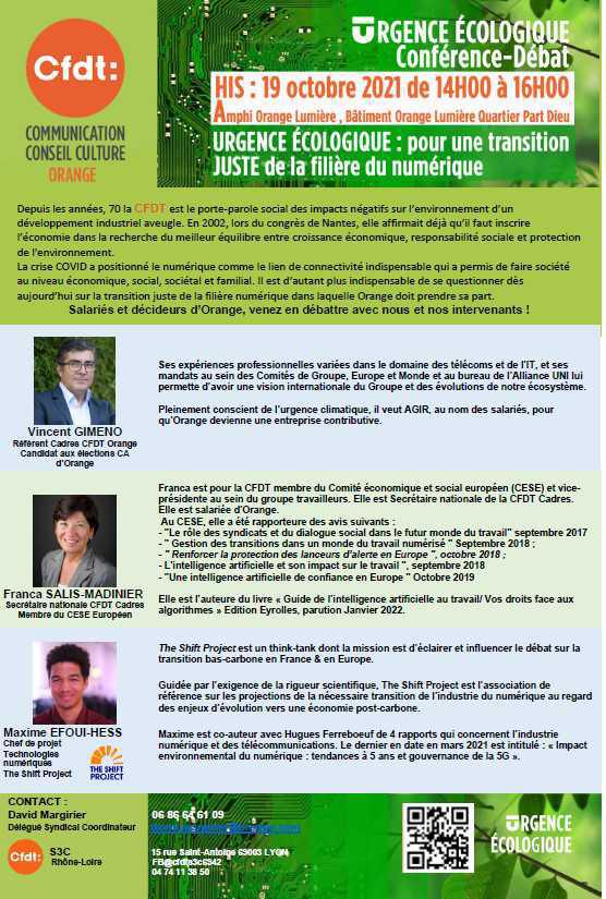 RDV Orange Lumière - Urgence écologique ? Conférence Débat - 19/10/2021 