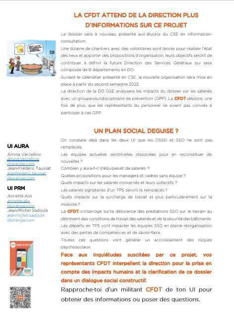 Evolution des activités SSO à l'UI AURA et PRM