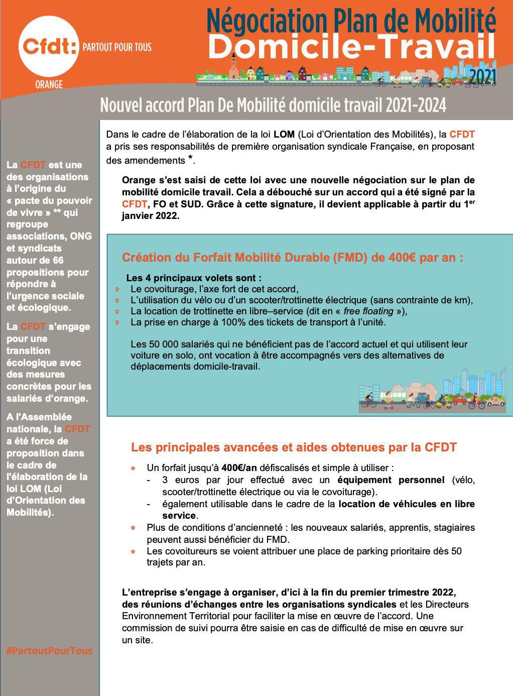 Négociation Plan de Mobilité Domicile-Travail 2021-2024