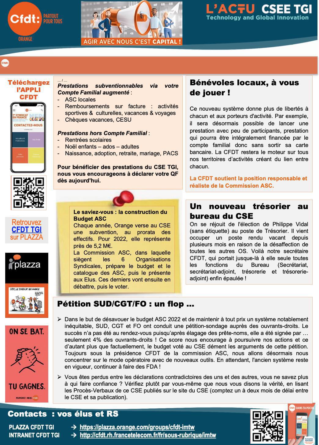 L' Actu CSEE TGI - Flash Info ASC - Mars 2022