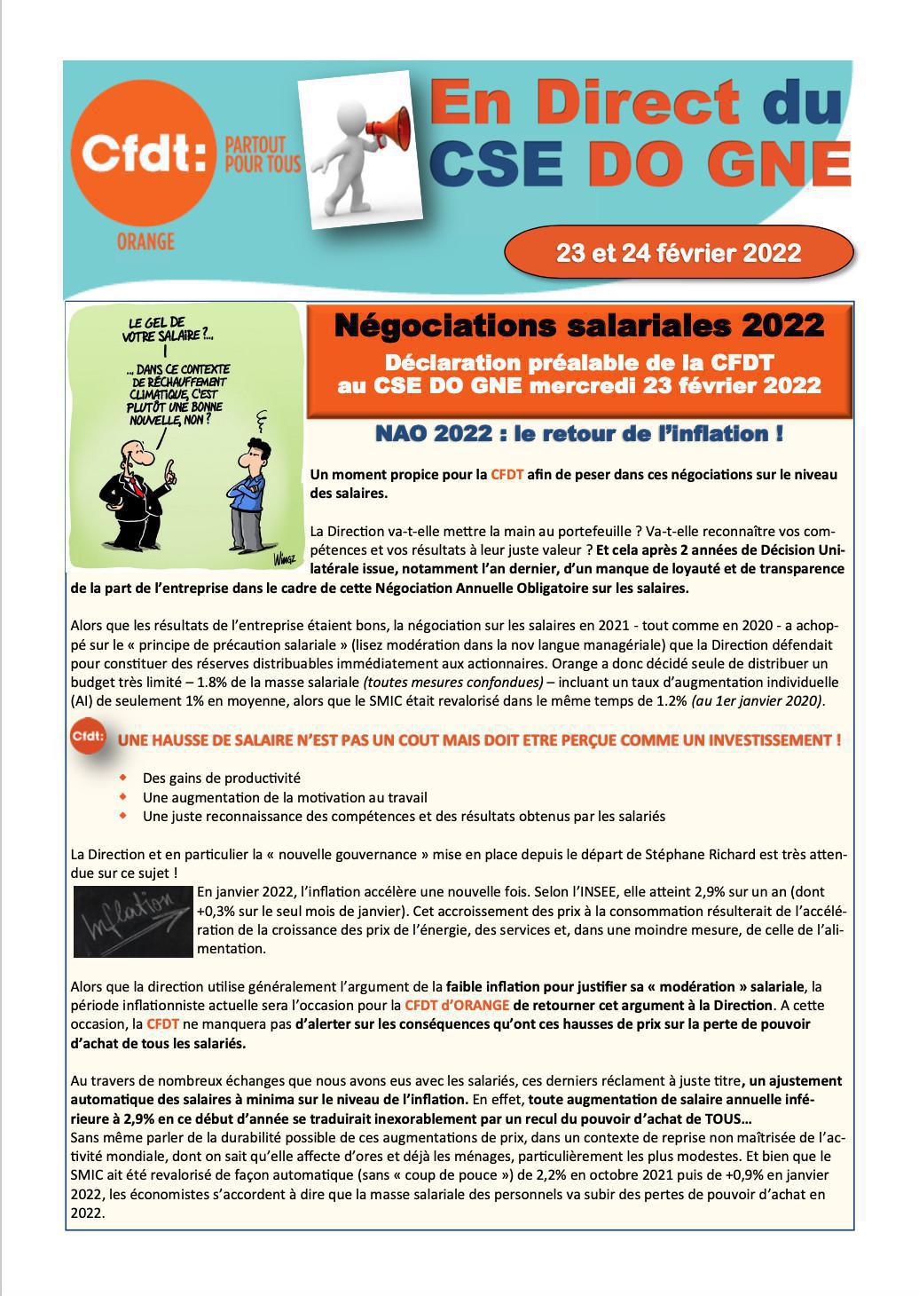 En direct du CSE DO GNE 23 et 24 février 2022