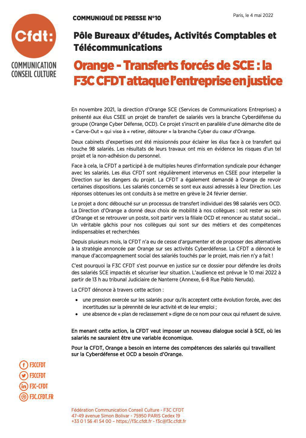 Communiqué de presse N°10 - Paris, le 4 mai 2022 -BAT Pôle