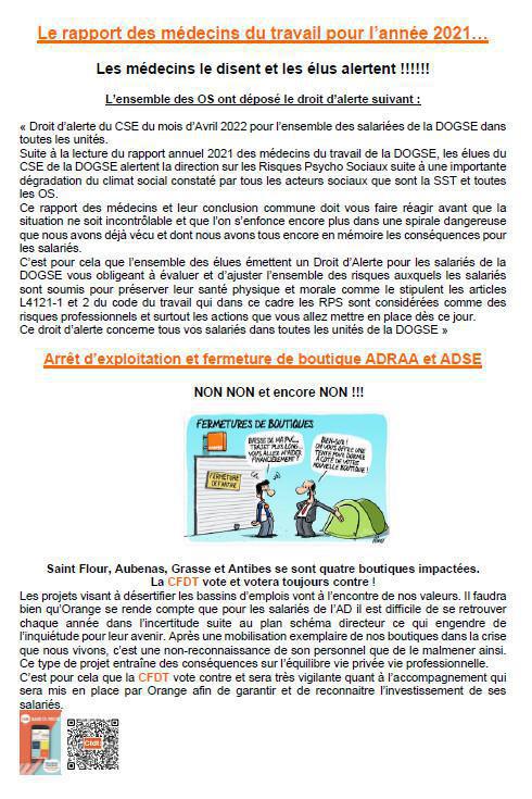 Lettre des élus CSE - Avril 2022