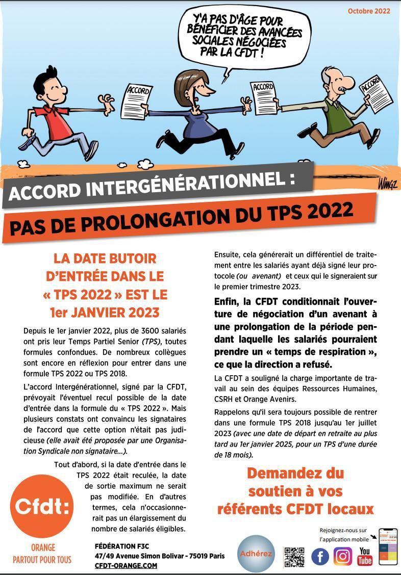 Accord Intergénérationnel : pas de prolongation du TPS 2022 _ Oct. 2022