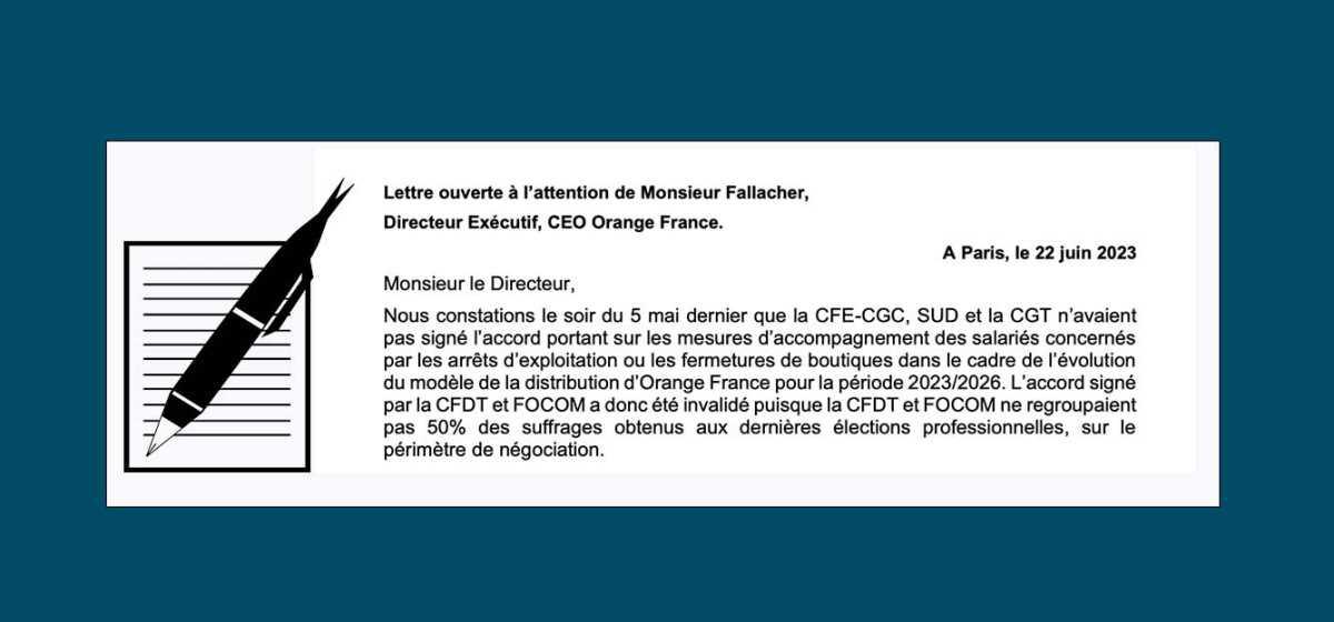 Lettre ouverte à l’attention de Monsieur Fallacher, Directeur Exécutif, CEO Orange France.