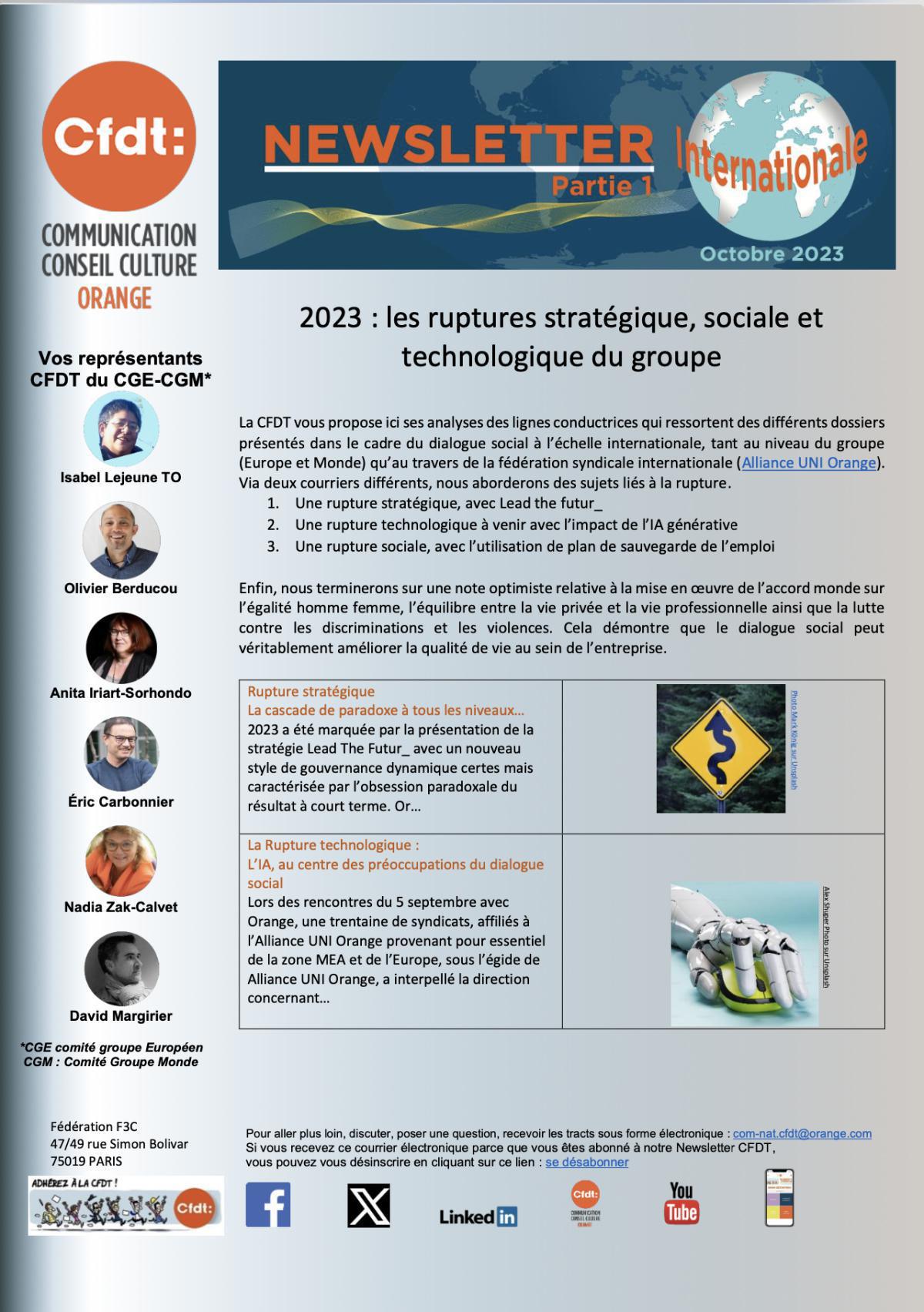 Lettre Internationale - Partie 1 - Nov. 2023 Lettre Internationale - Partie 1 - Nov. 2023