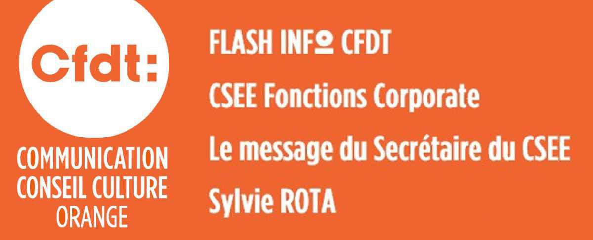 CSEE Fonctions Corporate. Le message du Secrétaire du CSEE : Sylvie Rota