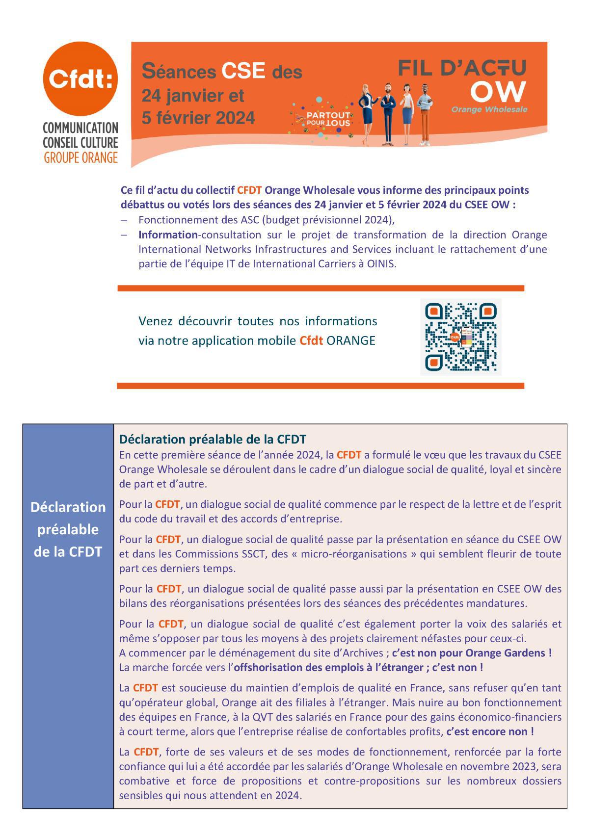 1er fil d'actu 2024 du CSEE Orange Wholesale