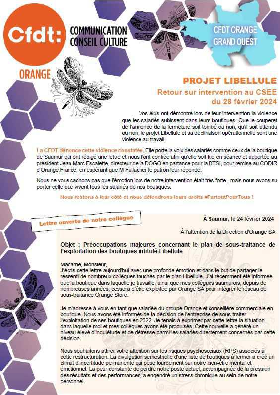 Projet Libellule - Lettre ouverte de notre collègue