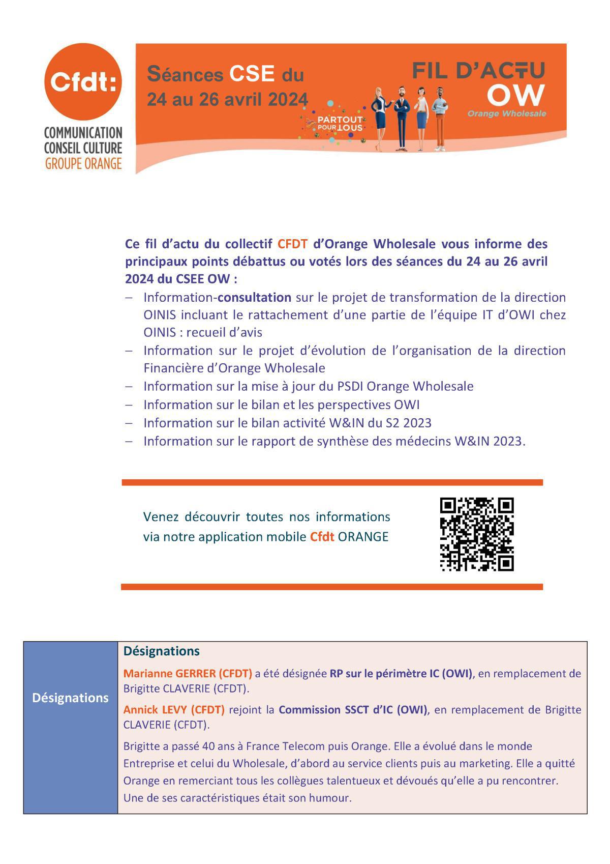 Fil d'actu du CSEE OW - Avril 2024