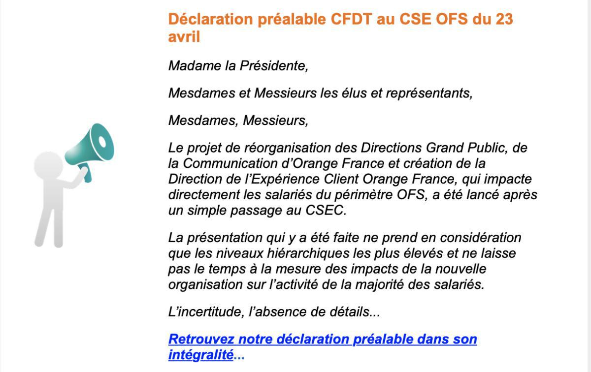 La CFDT Orange France Siège vous informe Mai 2024 - Numéro 2