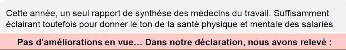 Santé au travail : la situation demeure préoccupante
