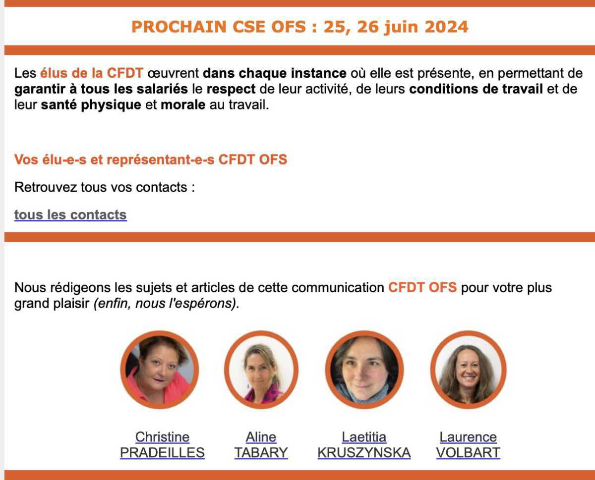 La CFDT Orange France Siège vous informe Juin 2024 - N°3